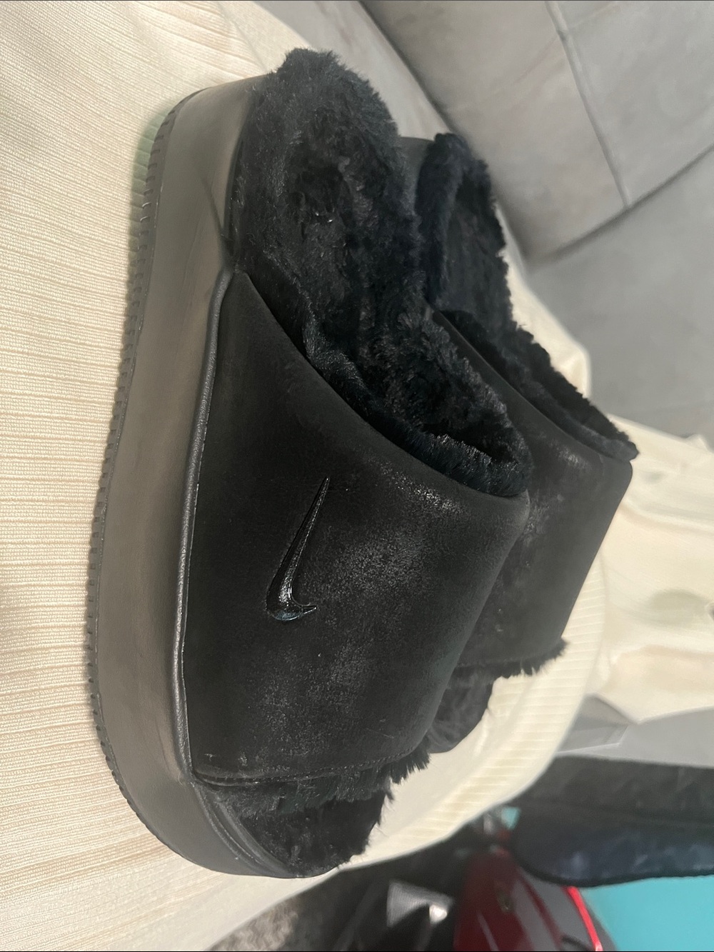 Nike Black Plush Slide Sandals